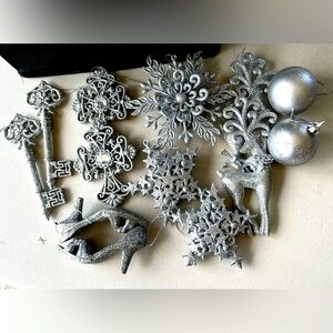 Glittery Silver Ornaments